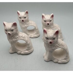 Vintage 1980s Ron Gordon Designs White Cat Napkin Holders Taiwan